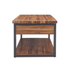 Tavolino da caffè in legno rustico Claremont e 2 tavolini laterali neri - Alaterre Furniture: Set da 3 pezzi con ripiano e cassetti