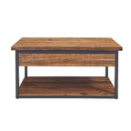 Tavolino da caffè in legno rustico Claremont e 2 tavolini laterali neri - Alaterre Furniture: Set da 3 pezzi con ripiano e cassetti