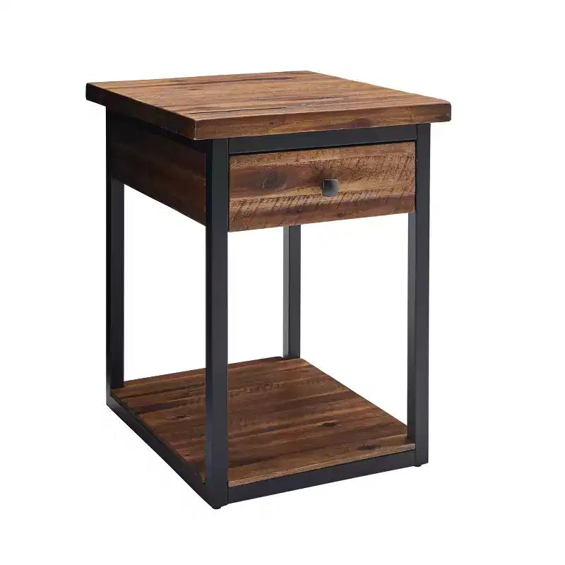 Tavolino da caffè in legno rustico Claremont e 2 tavolini laterali neri - Alaterre Furniture: Set da 3 pezzi con ripiano e cassetti