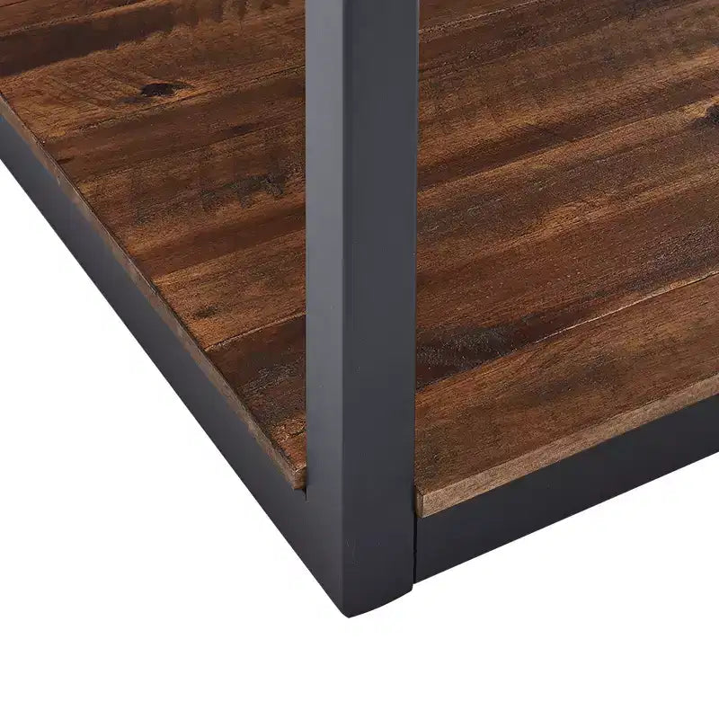 Tavolino da caffè in legno rustico Claremont e 2 tavolini laterali neri - Alaterre Furniture: Set da 3 pezzi con ripiano e cassetti