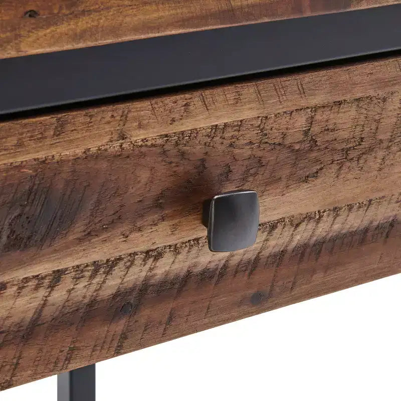 Tavolino da caffè in legno rustico Claremont e 2 tavolini laterali neri - Alaterre Furniture: Set da 3 pezzi con ripiano e cassetti