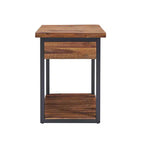 Tavolino da caffè in legno rustico Claremont e 2 tavolini laterali neri - Alaterre Furniture: Set da 3 pezzi con ripiano e cassetti
