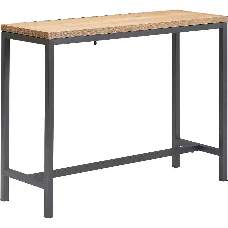 Tavolo console in legno naturale e metallo nero Dobson - Finch: finitura rovere, stile industriale, mensola fissa