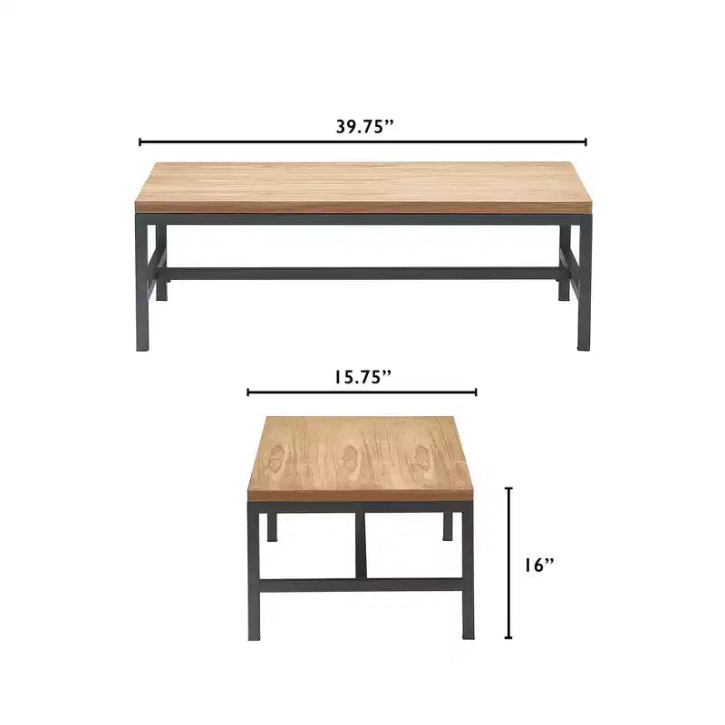 Tavolino da caffè in legno naturale e metallo nero Dobson - Finch