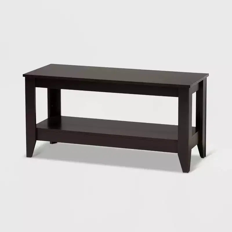 Elada Wenge Wood Coffee Table Dark Brown - Baxton Studio: Lower Shelf, Elegant Tapered Legs, Modern Design