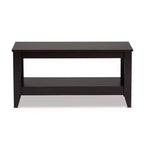 Tavolino da caffè Elada in legno Wenge marrone scuro - Baxton Studio: ripiano inferiore, eleganti gambe affusolate, design moderno