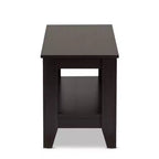 Tavolino da caffè Elada in legno Wenge marrone scuro - Baxton Studio: ripiano inferiore, eleganti gambe affusolate, design moderno