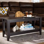 Tavolino da caffè Elada in legno Wenge marrone scuro - Baxton Studio: ripiano inferiore, eleganti gambe affusolate, design moderno