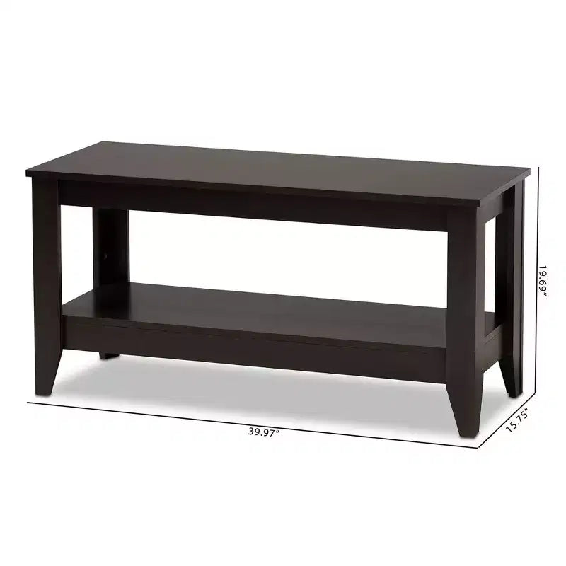 Tavolino da caffè Elada in legno Wenge marrone scuro - Baxton Studio: ripiano inferiore, eleganti gambe affusolate, design moderno