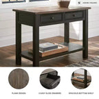 Tavolo da divano/consolle Tyler Creek grigio-marrone/nero - Signature Design by Ashley: moderno di metà secolo con ripiano aperto, cassetto portaoggetti