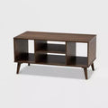 Linas Wood Coffee Table Walnut - Baxton Studio: Mid-Century Modern, Open Shelves, Rectangle, Living Room Furniture