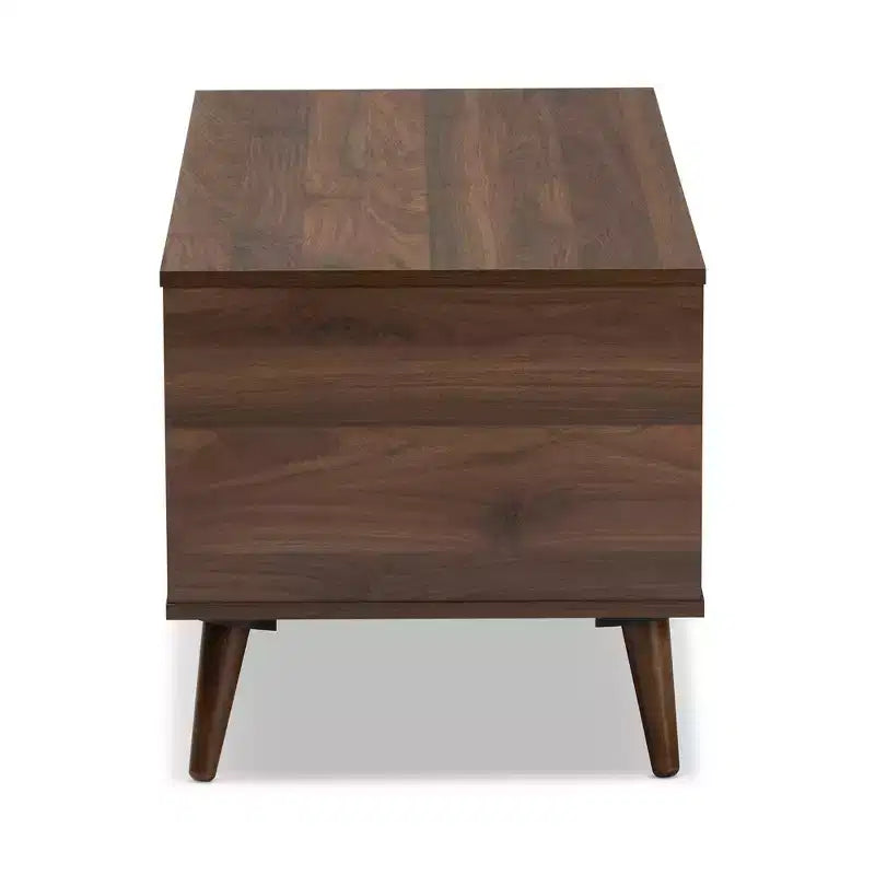 Tavolino da Caffè Linas Wood Noce - Baxton Studio: Moderno di Metà Secolo, Scaffali Aperti, Rettangolare, Mobili da Soggiorno