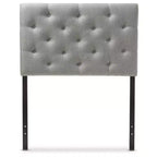 Twin Viviana Modern And Contemporary Fabric Upholstered Button Tufted Headboard Gray - Baxton Studio: Rubberwood Frame, Adjustable Height