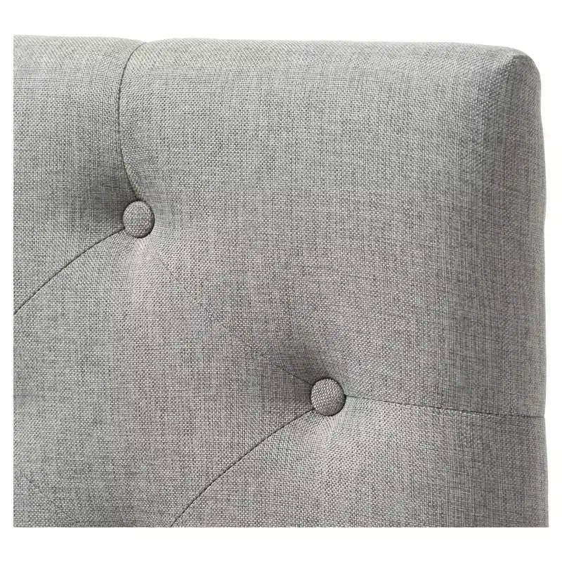 Testiera imbottita in tessuto moderno e contemporaneo con bottoni trapuntati Viviana Twin Grigio - Baxton Studio: Telaio in legno di gomma, altezza regolabile