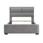 Letto imbottito Queen Nirlen con contenitore grigio - HOMES: Inside + Out: Poliestere, Schiuma, Legno di gomma, Design moderno