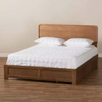 Letto contenitore con piattaforma a 3 cassetti Eleni Modern Wood Noce/Marrone - Baxton Studio
