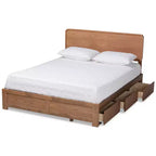 Letto contenitore con piattaforma a 3 cassetti Eleni Modern Wood Noce/Marrone - Baxton Studio