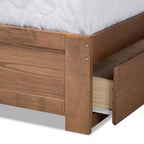 Letto contenitore con piattaforma a 3 cassetti Eleni Modern Wood Noce/Marrone - Baxton Studio