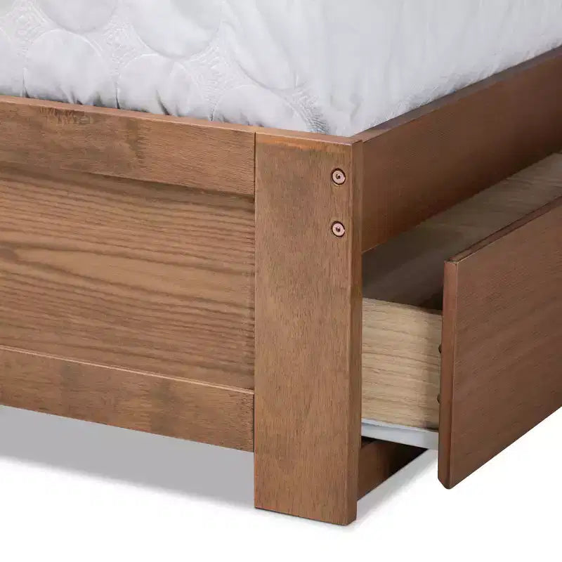 Letto contenitore con piattaforma a 3 cassetti Eleni Modern Wood Noce/Marrone - Baxton Studio