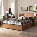 Letto contenitore con piattaforma a 3 cassetti Eleni Modern Wood Noce/Marrone - Baxton Studio