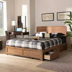 Letto contenitore con piattaforma a 3 cassetti Eleni Modern Wood Noce/Marrone - Baxton Studio