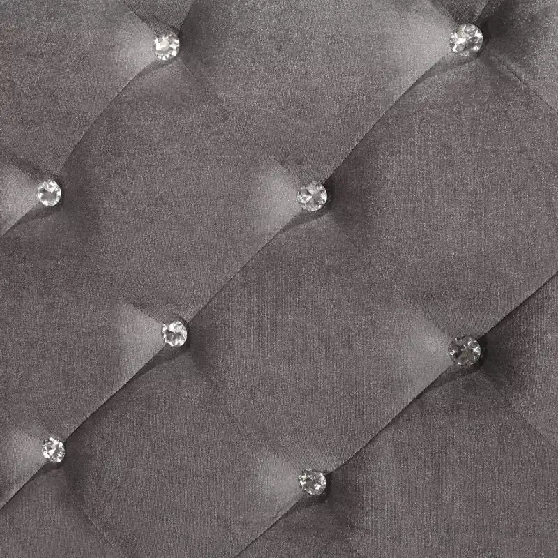 HOMES: Inside + Out Letto Matrimoniale "Eastern King" Tenaya Glam con Testiera Trapuntata con Bottoni Argento: Telaio in Poliestere Imbottito