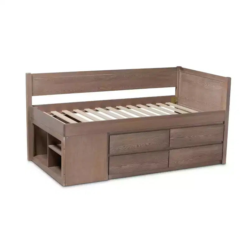 Letto contenitore Twin 4 cassetti Levon in legno rovere anticato - Baxton Studio