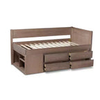 Letto contenitore Twin 4 cassetti Levon in legno rovere anticato - Baxton Studio