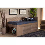 Letto contenitore Twin 4 cassetti Levon in legno rovere anticato - Baxton Studio
