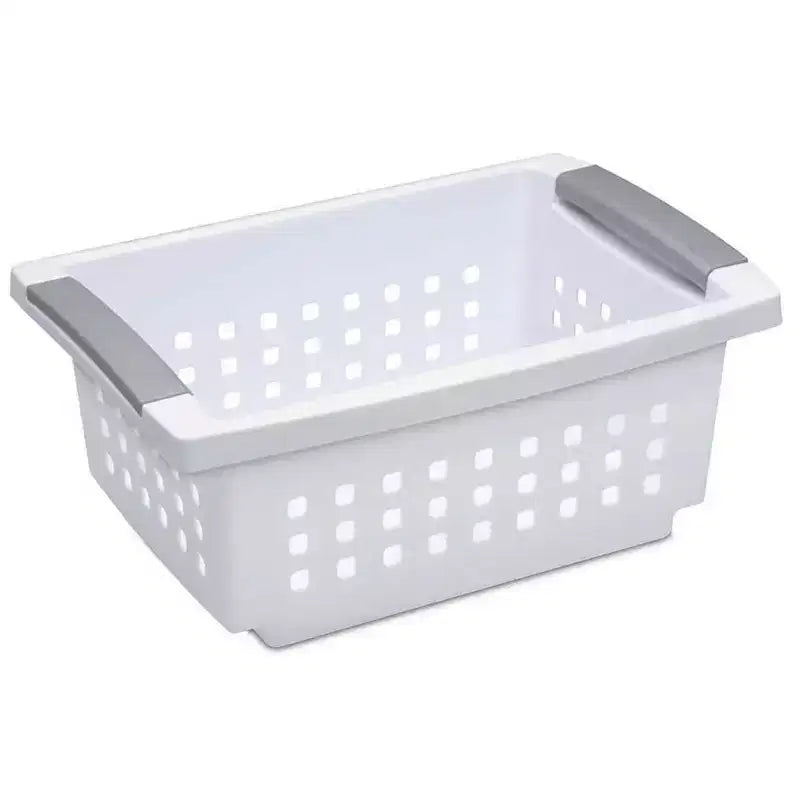 Sterilite Cesto impilabile piccolo bianco con dettagli in titanio (confezione da 18) 16608006