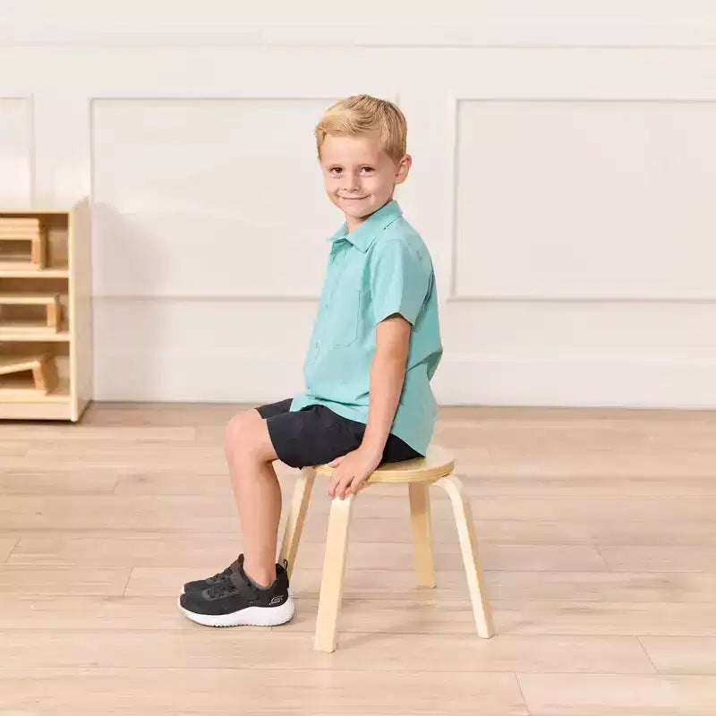 ECR4Kids Tavolo e Sgabelli Rotondi in Legno Curvo, Mobili per Bambini, 5 Pezzi