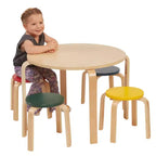 ECR4Kids Tavolo e Sgabelli Rotondi in Legno Curvo, Mobili per Bambini, 5 Pezzi