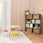 ECR4Kids Tavolo e Sgabelli Rotondi in Legno Curvo, Mobili per Bambini, 5 Pezzi