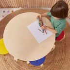 ECR4Kids Tavolo e Sgabelli Rotondi in Legno Curvo, Mobili per Bambini, 5 Pezzi