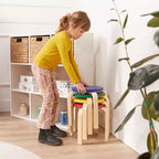 ECR4Kids Tavolo e Sgabelli Rotondi in Legno Curvo, Mobili per Bambini, 5 Pezzi