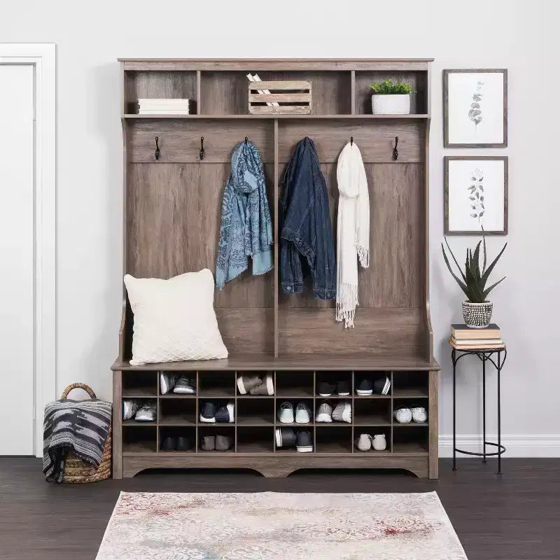 Mobile da ingresso a parete largo 152 cm con 24 scomparti per scarpe - Prepac