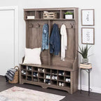 Mobile da ingresso a parete largo 152 cm con 24 scomparti per scarpe - Prepac