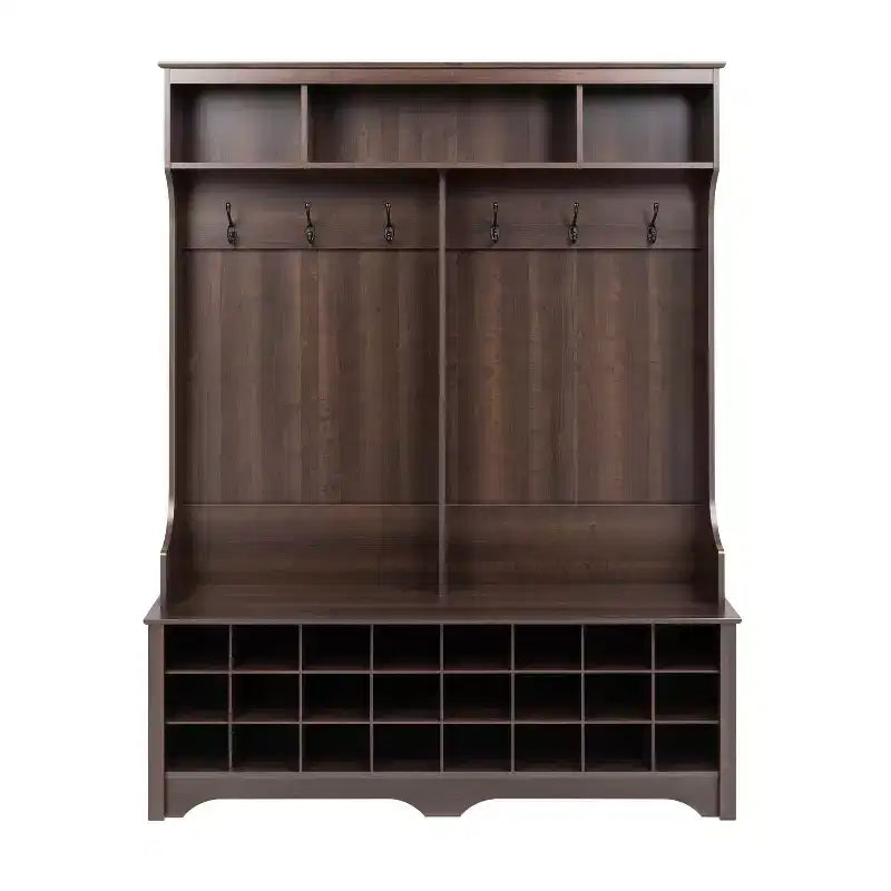 Mobile da ingresso a parete largo 152 cm con 24 scomparti per scarpe - Prepac