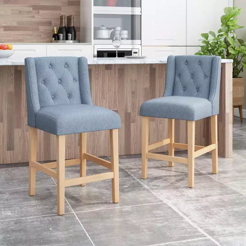Set di 2 sgabelli da bar Landria con schienale alto e bottoni, altezza bancone - Christopher Knight Home