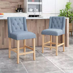 Set di 2 sgabelli da bar Landria con schienale alto e bottoni, altezza bancone - Christopher Knight Home