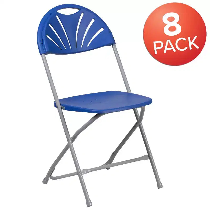 Flash Furniture Confezione da 8 sedie pieghevoli HERCULES Series con schienale a ventaglio in plastica, capacità 295 kg
