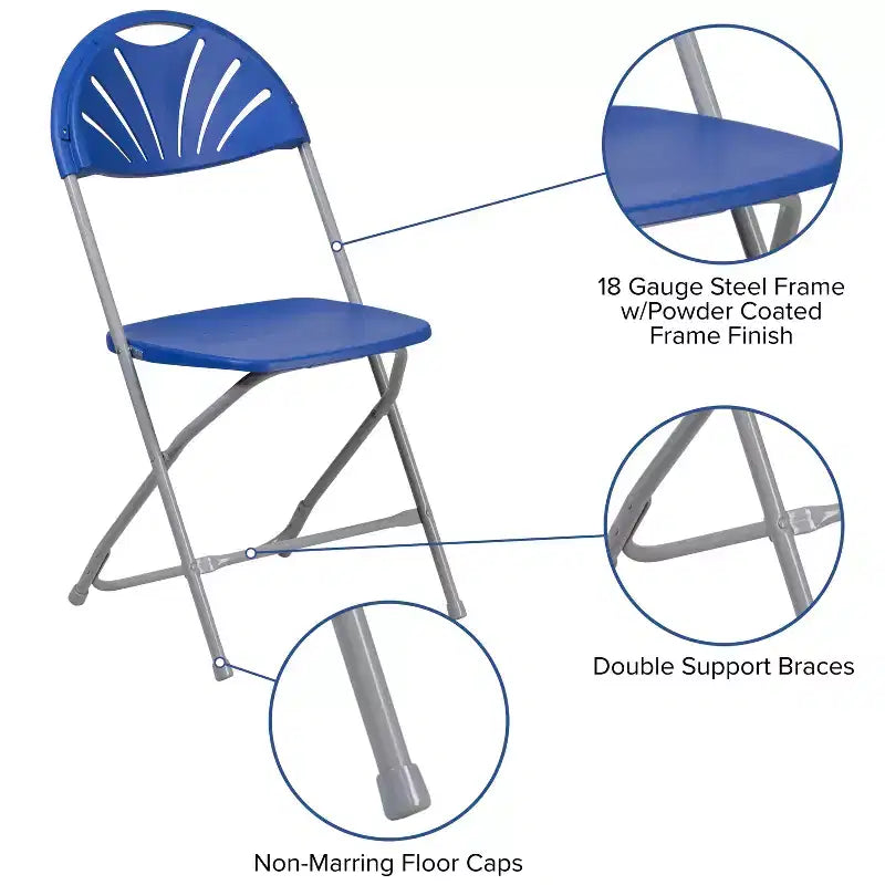 Flash Furniture Confezione da 8 sedie pieghevoli HERCULES Series con schienale a ventaglio in plastica, capacità 295 kg