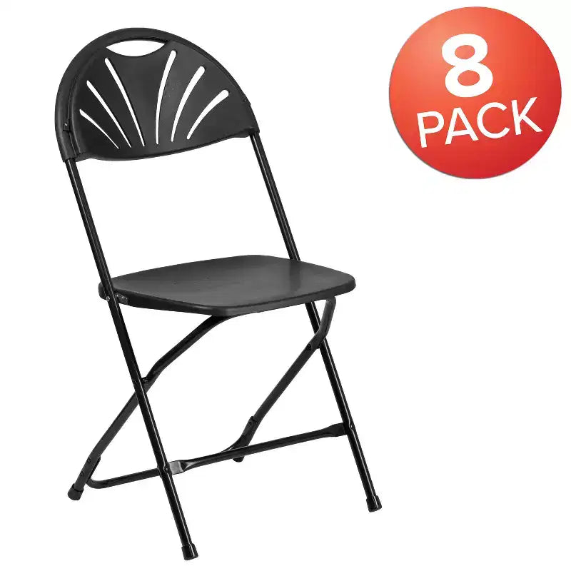 Flash Furniture Confezione da 8 sedie pieghevoli HERCULES Series con schienale a ventaglio in plastica, capacità 295 kg