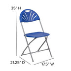 Flash Furniture Confezione da 8 sedie pieghevoli HERCULES Series con schienale a ventaglio in plastica, capacità 295 kg