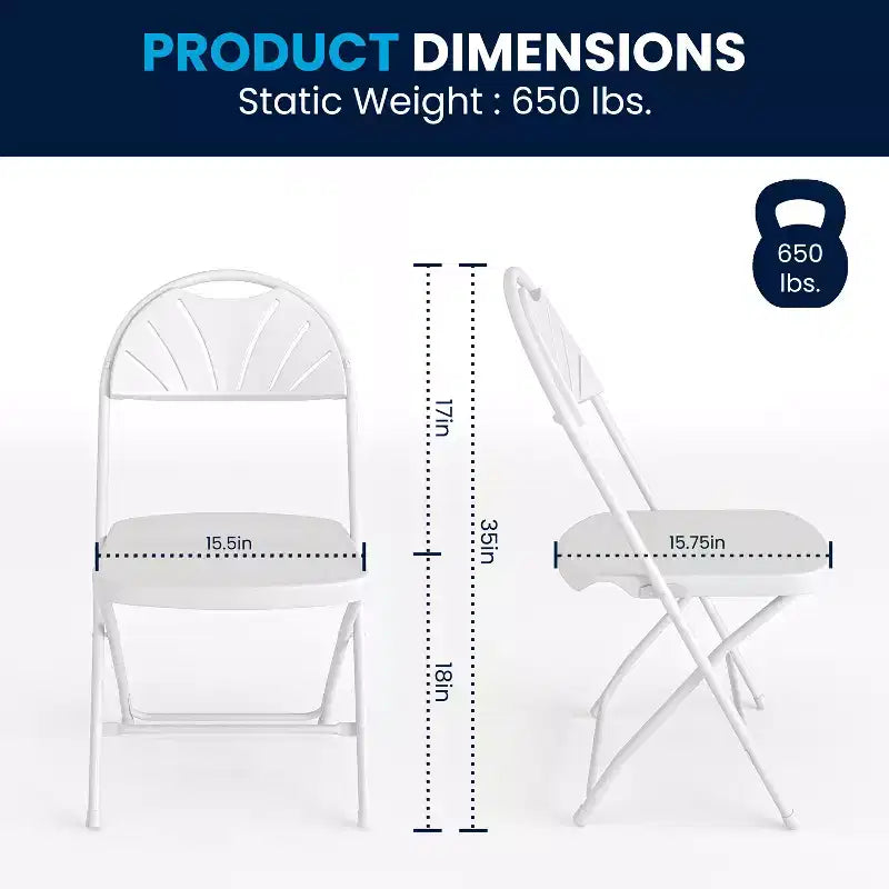 Flash Furniture Confezione da 8 sedie pieghevoli HERCULES Series con schienale a ventaglio in plastica, capacità 295 kg