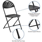 Flash Furniture Confezione da 8 sedie pieghevoli HERCULES Series con schienale a ventaglio in plastica, capacità 295 kg