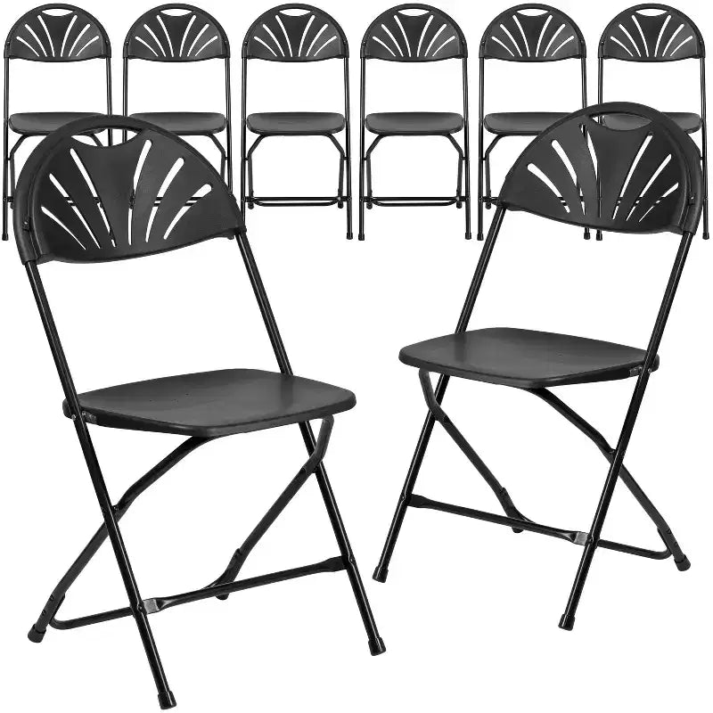 Flash Furniture Confezione da 8 sedie pieghevoli HERCULES Series con schienale a ventaglio in plastica, capacità 295 kg