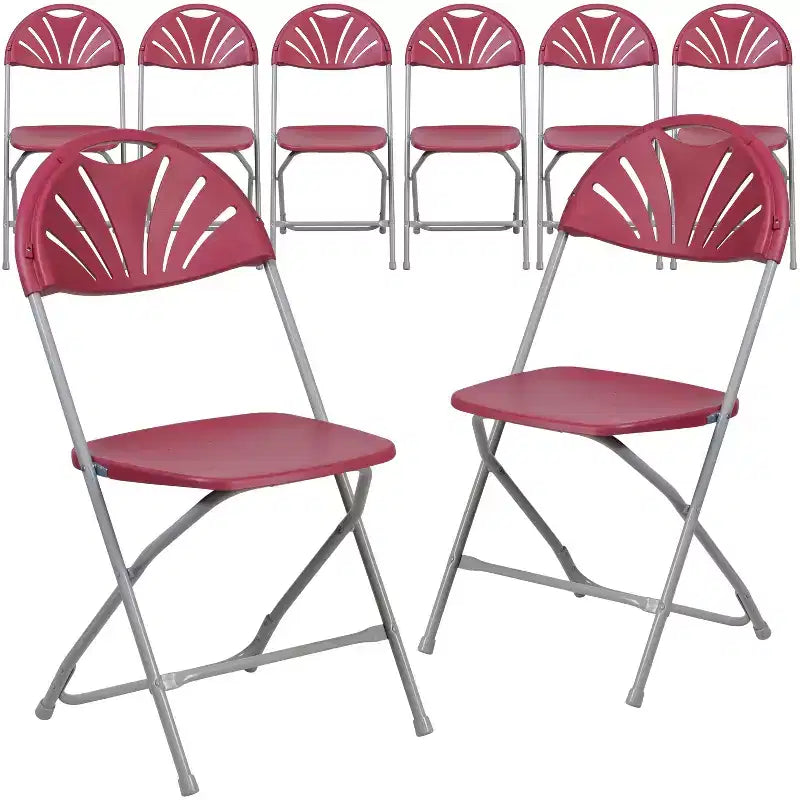 Flash Furniture Confezione da 8 sedie pieghevoli HERCULES Series con schienale a ventaglio in plastica, capacità 295 kg