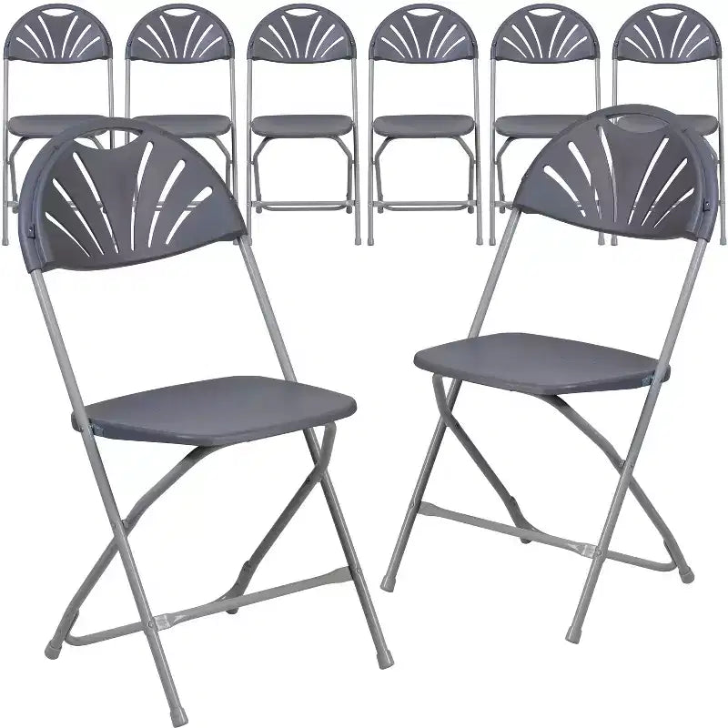 Flash Furniture Confezione da 8 sedie pieghevoli HERCULES Series con schienale a ventaglio in plastica, capacità 295 kg