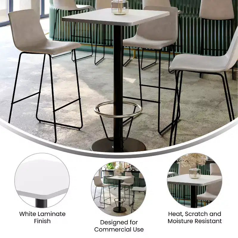 Flash Furniture Piano del tavolo rettangolare laminato 24'' x 30'' con base da tavolo rotonda alta da bar 18'' e anello poggiapiedi